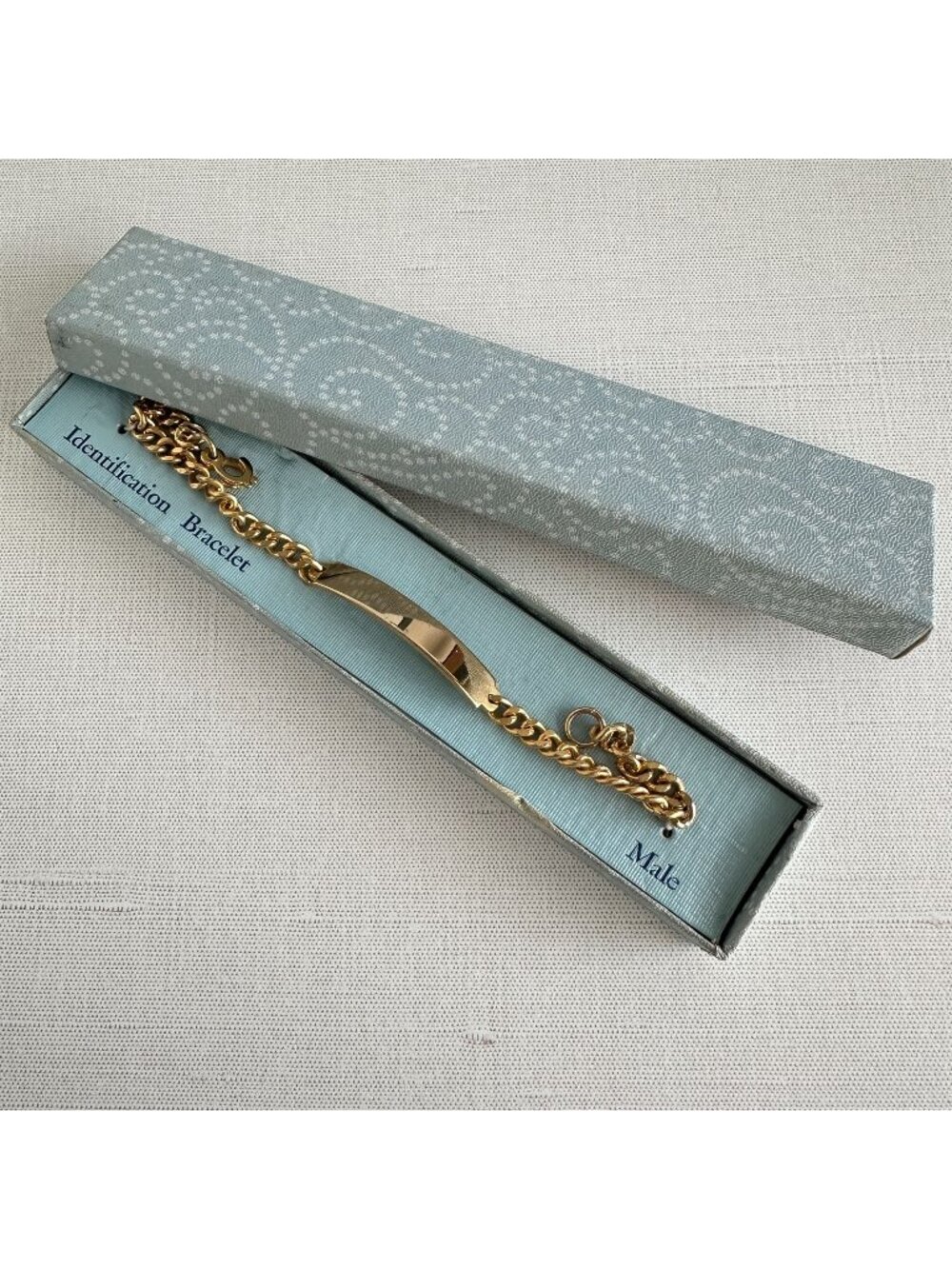 Vintage Mens Gold Plated ID Bracelet New Old Stock in Box Made in Japan